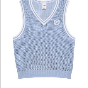 Victoria Secret PINK Harbor Blue Crochet Vest Size XXL